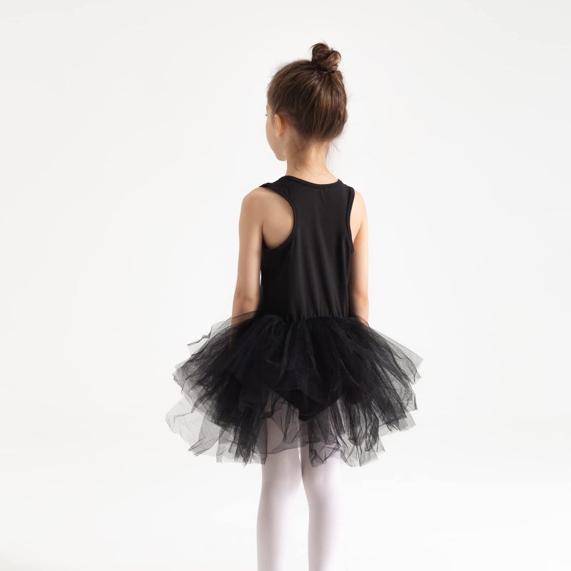 Tutu.kk Toddler Girls' Camisole Dance Tutu Leotard with Fluffy Tulle Tutu Dress for Dance, Ballet Black 3-4 Years - Image 3
